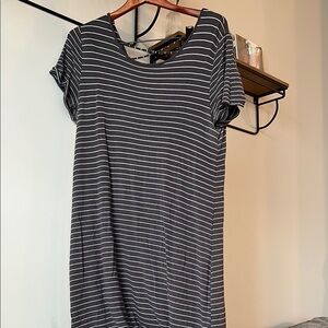 Gray and White Striped T-Shirt Dress